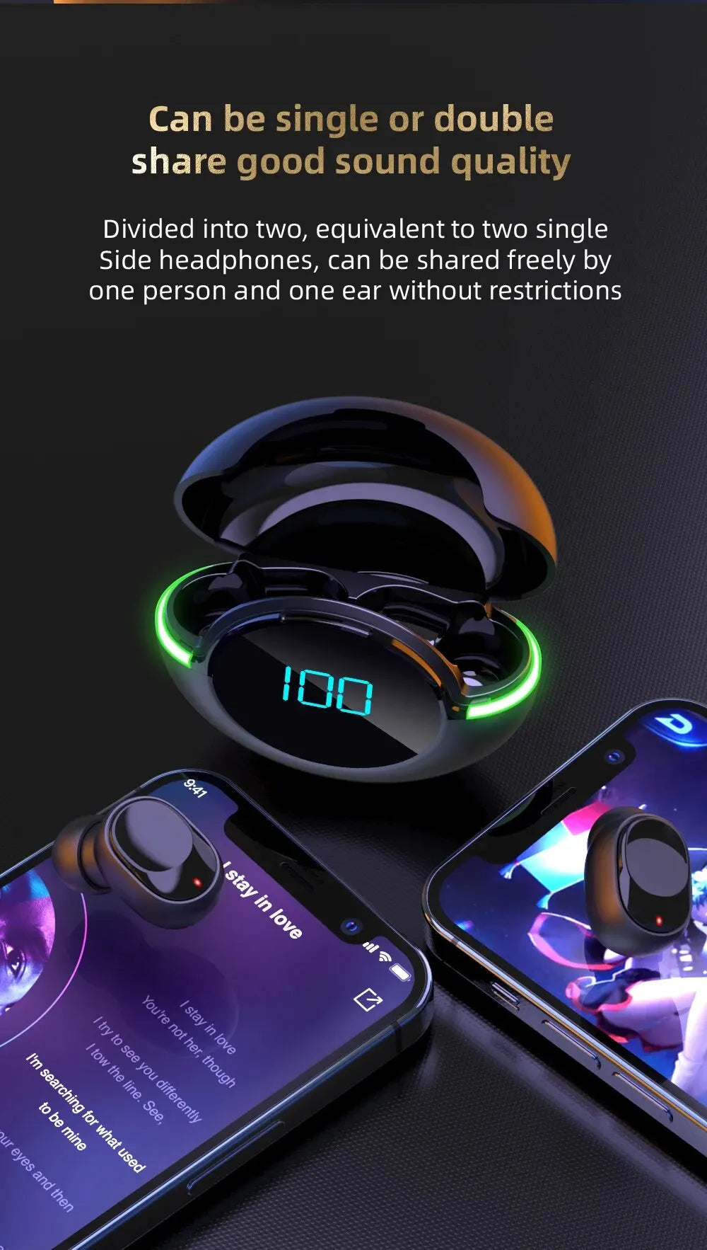 Y80 Comes With Digital Ambient Light WTS Bluetooth 5.1 Bluetooth Earphones Sports And Fashion Wireless Earphones