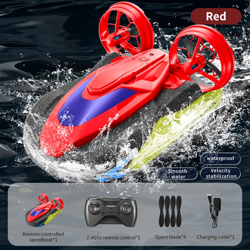 New S10 Water & Land 2 in 1 Remote Control High Speed Boat 2.4G Amphibious Hovercraft RC Drift Car Kids Toys Christmas Gifts