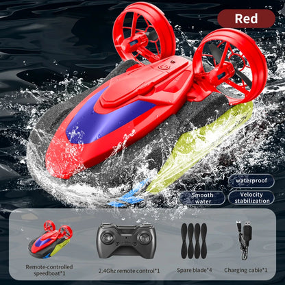 New S10 Water & Land 2 in 1 Remote Control High Speed Boat 2.4G Amphibious Hovercraft RC Drift Car Kids Toys Christmas Gifts