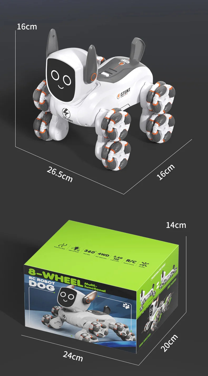 JJRC New Eight Wheel Intelligent Stunt Mechanical Dog Gesture Sensing Remote Control Machine Dog Children'S Electric Toy Gift