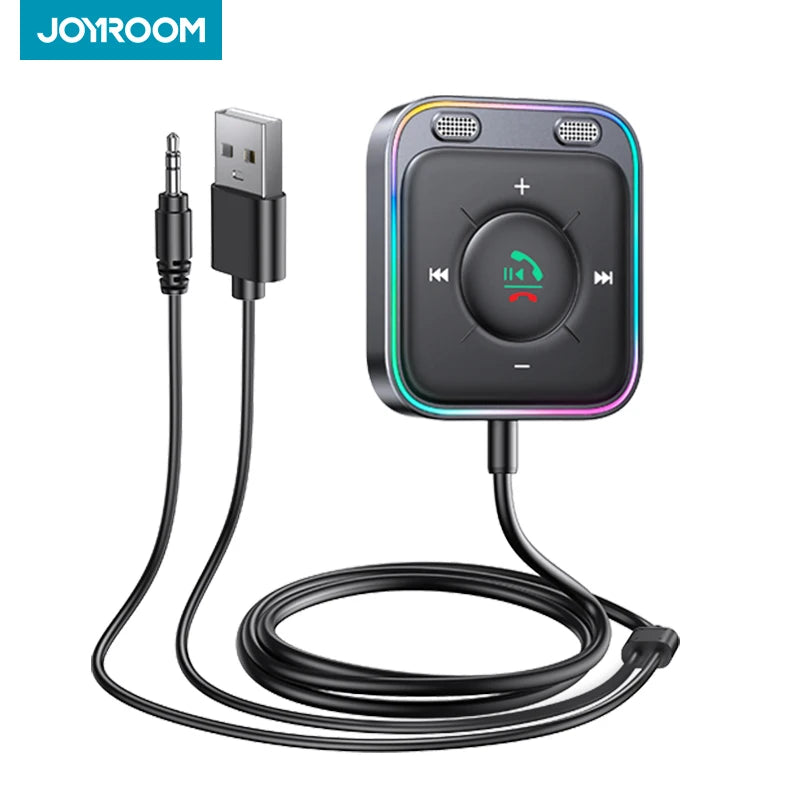 Joyroom Bluetooth 5.4 biladapter med dubbla mikrofoner brusreducering AUX Bluetooth trådlös mottagare bilsats plug-and-play