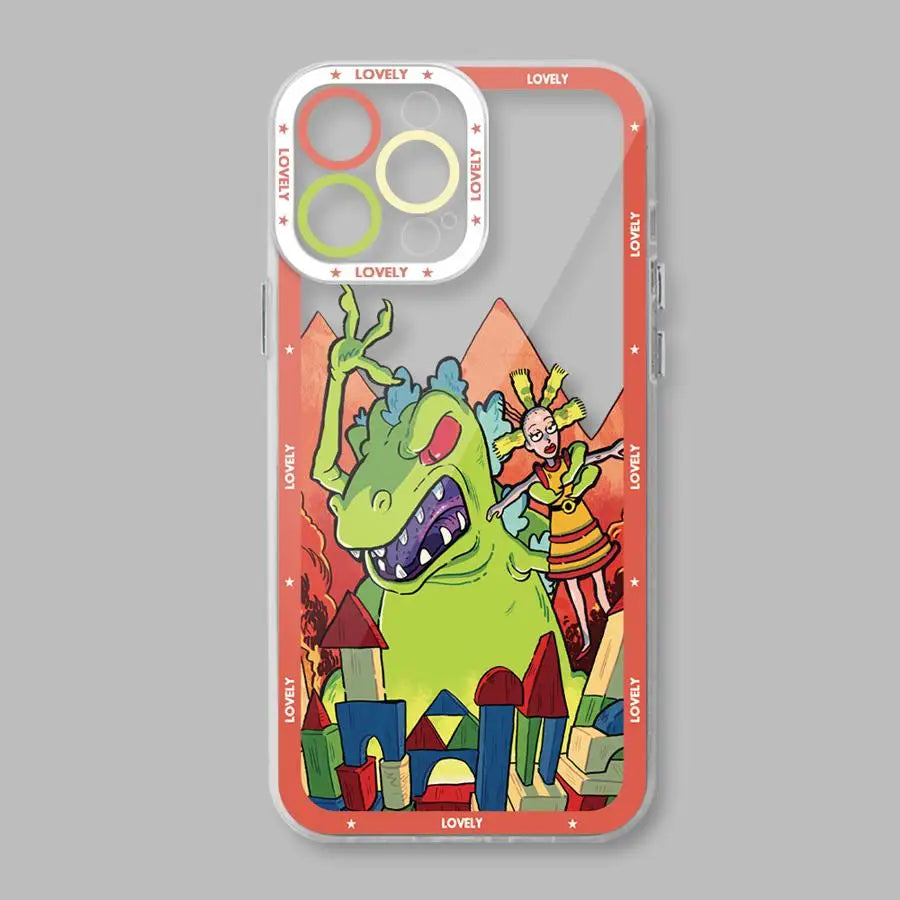 Movie R-Rugrats Cartoon Reptar telefonfodral för Apple iPhone 15 16 Pro XS Max 13 14 Plus XR SE 7 8 12 11 Pro plus Matte