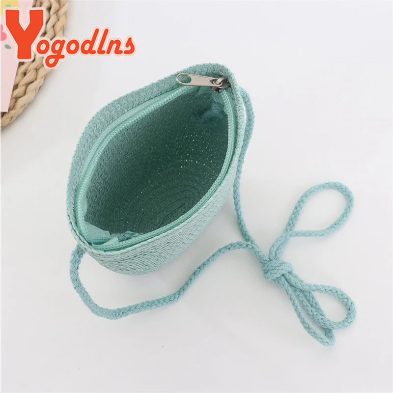 Yogodlns Flap Small Crossbody Shoulder Bag Women Straw Woven Beach Bag Ladies Rattan Handmade Knitted Bucket Mini Purse Handbags