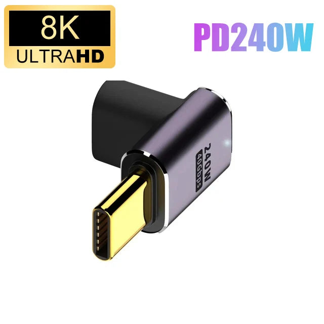 USB 4.0 PD 240W 8K 60Hz laddarkontakt för Macbook 40Gbps höghastighets USB C OTG U-form rak vinkel hane till hona-adapter