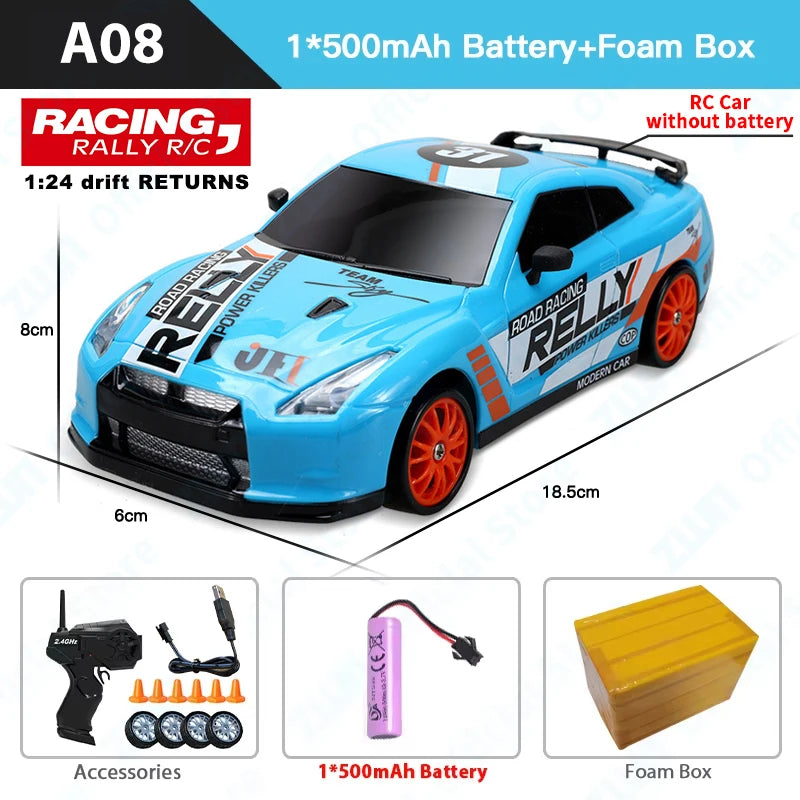 2,4G RC CAR Med LED-ljus 4WD Fjärrkontroll Drift Cars Professionella racingleksaker GTR modell AE86 för barn Julklappar