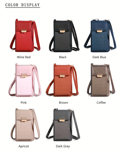 Trendy Women's Mobile Phone Shoulder Bag – Lock Design, Simple Line Small Square Messenger Bag