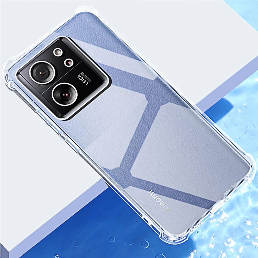 Shockproof Phone Case for Xiaomi 13T Pro  – Transparent Clear Silicone Soft  T Back Cover For POCO X6 Pro