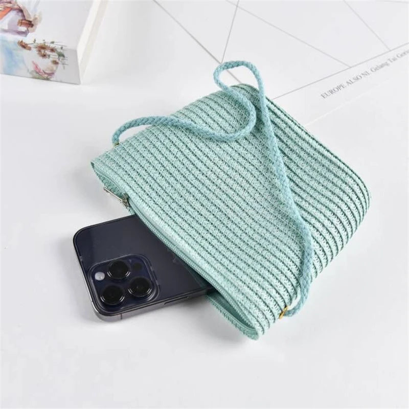 Yogodlns Flap Small Crossbody Shoulder Bag Women Straw Woven Beach Bag Ladies Rattan Handmade Knitted Bucket Mini Purse Handbags