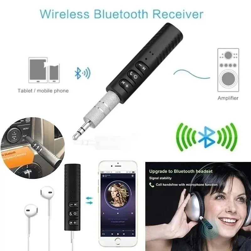 Bil Bluetooth 5.0-mottagare 3,5 mm 3,5 AUX-jack Stereomusikljud Bilsats Sändare Högtalare Förstärkare Trådlös Adapter med Mic