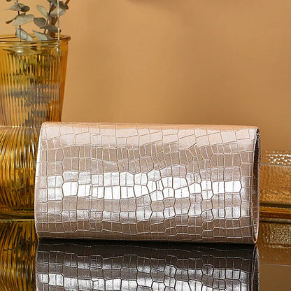 New Stone Print Clutch Bag – Retro Large Capacity, Simple Wedding & Party Dinner Bag, Metal Chain Shoulder Strap