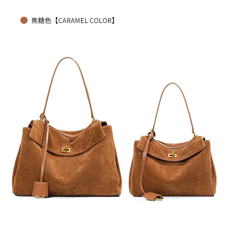 Autumn and winter suede leather tote bag frosted cowhide high-grade large capacity shoulder kellybag