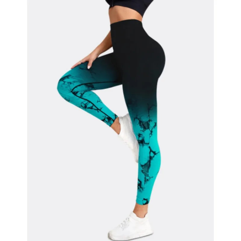 Sömlösa leggings med hög midja gradient för kvinnor med sömlös rumpa