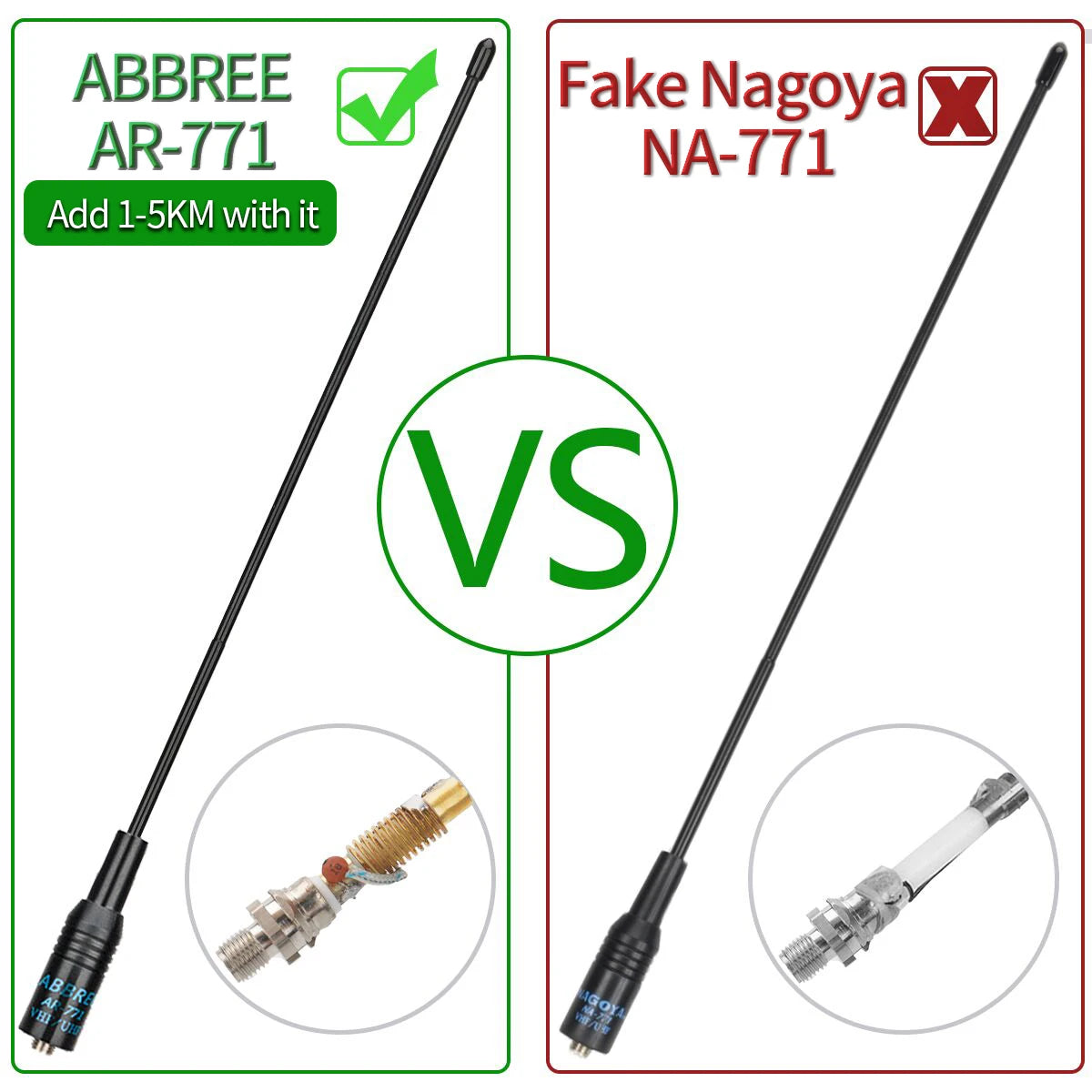 ABBREE AR 771 SMA Female Antenna Dual Band 144/430MHz for Baofeng UV 5R S9PLUS UV 13 21Pro Quansheng UV K5 Walkie Talkie NA771