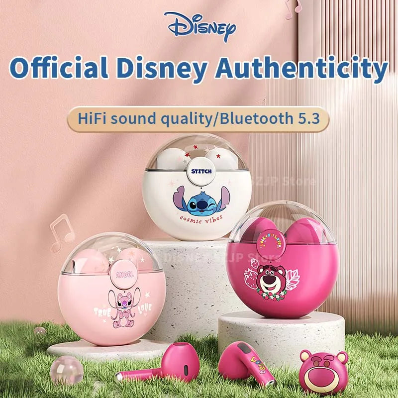 Nya Disney Q50 Stitch Angel Wireless Bluetooth 5.3 hörlurar HiFi Surround Sound Headset Smart Touch Headphone Lång uthållighet