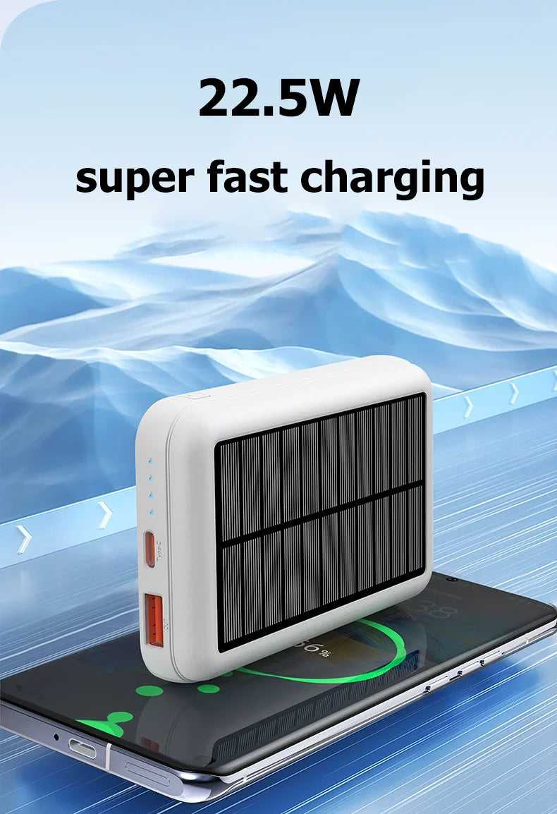 Magnetic 10000mAh Wireless Solar Power Bank with Fast Charging and USB C