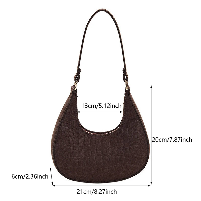 Women Top-Handle Bags – Autumn/Winter Fashion Shoulder Bag, Portable Felt Handbag for Women