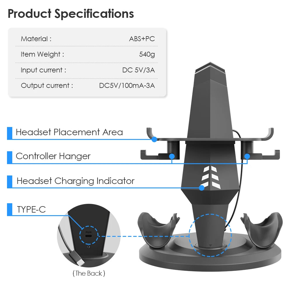 Laddningsdocka för Meta Oculus Quest 3 Tillbehör Vertikal Charge Stand Controller Hållare VR Headset Display Base för Quest2