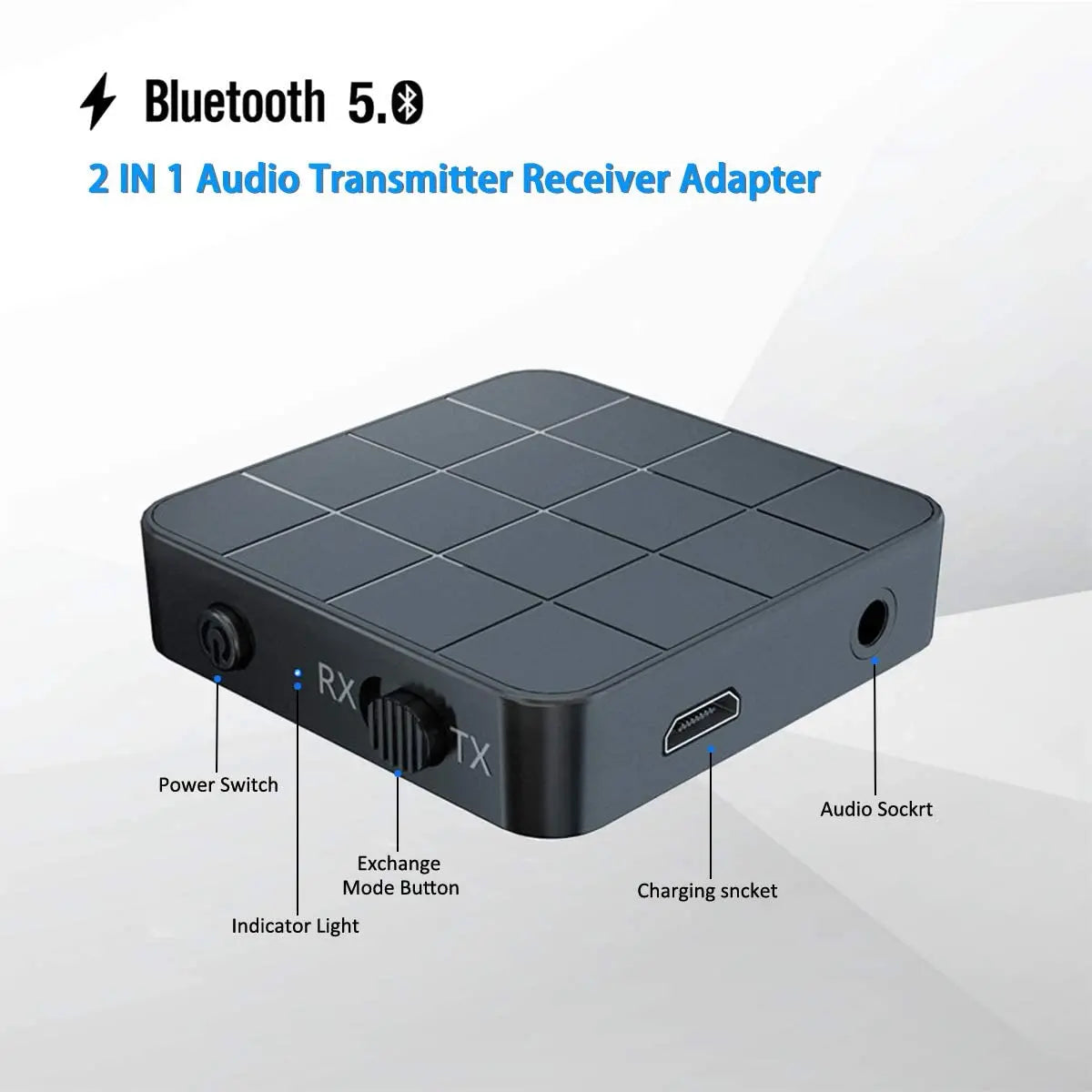 KN319 Bluetooth-sändaremottagare 2 i 1 Stereo Audio Receiver Converter Trådlös Adapter Med RCA 3,5MM AUX För Bil TV PC