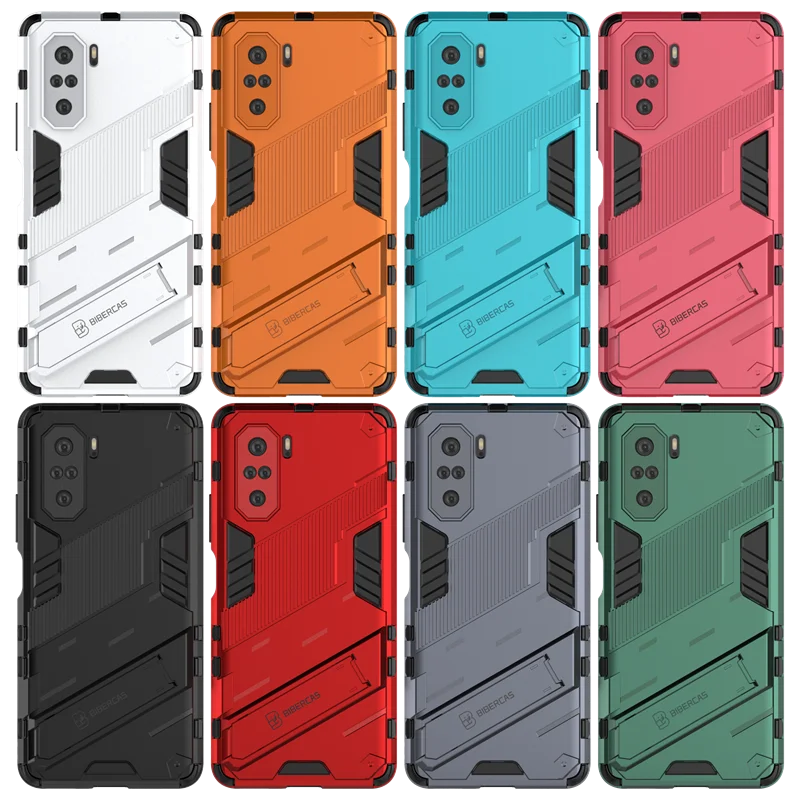 Rugged Armor Shockproof Phone Case for Xiaomi Poco F3, with Magnetic Car Holder Stand Back Cover