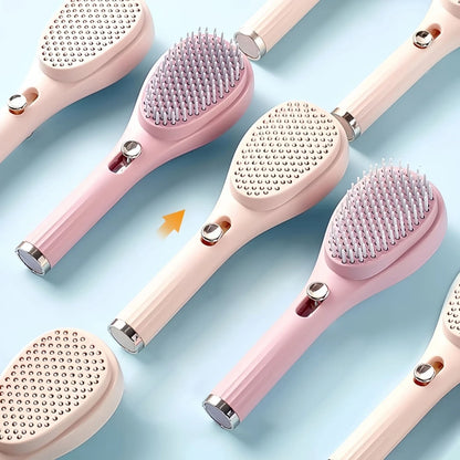 Self-Cleaning Hairbrush – Ergonomic Handle with Retractable Bristles, Anti-Static Hair Comb.