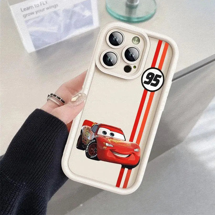 Lightning McQueen Phone Case for Apple iPhone 16 11 13 15 12 14 Pro Max 7 XR X XS 13 12 Mini 14 Plus 8 SE Silicone Cover