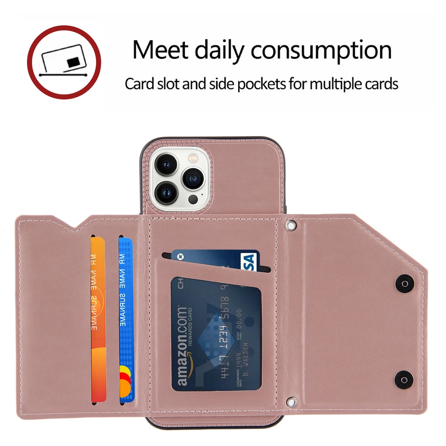 Rose gold Wallet Phone Case For iPhone