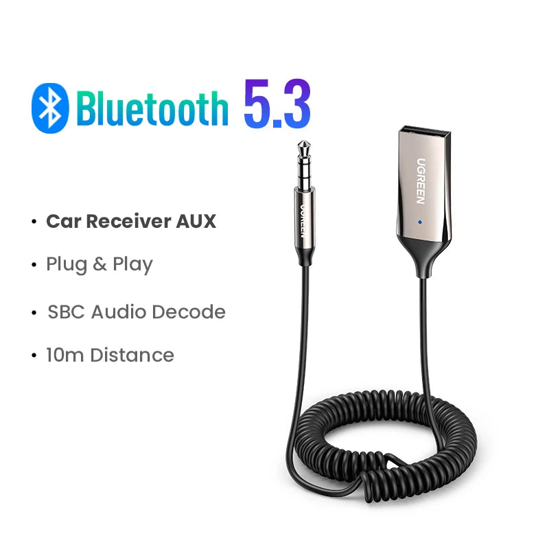 Bluetooth Receiver 5.3 Adapter Hands-Free Car Kits AUX Audio 3.5mm Jack Music Wireless Receiver for Car BT Transmitter