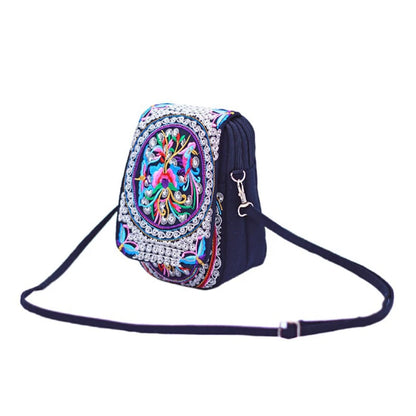 Yunnan Ethnic Style Phone Bag - Double Layer Canvas Flap with Embroidery