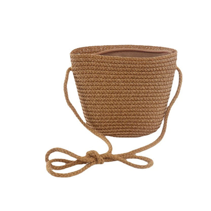 Yogodlns Flap Small Crossbody Shoulder Bag Women Straw Woven Beach Bag Ladies Rattan Handmade Knitted Bucket Mini Purse Handbags