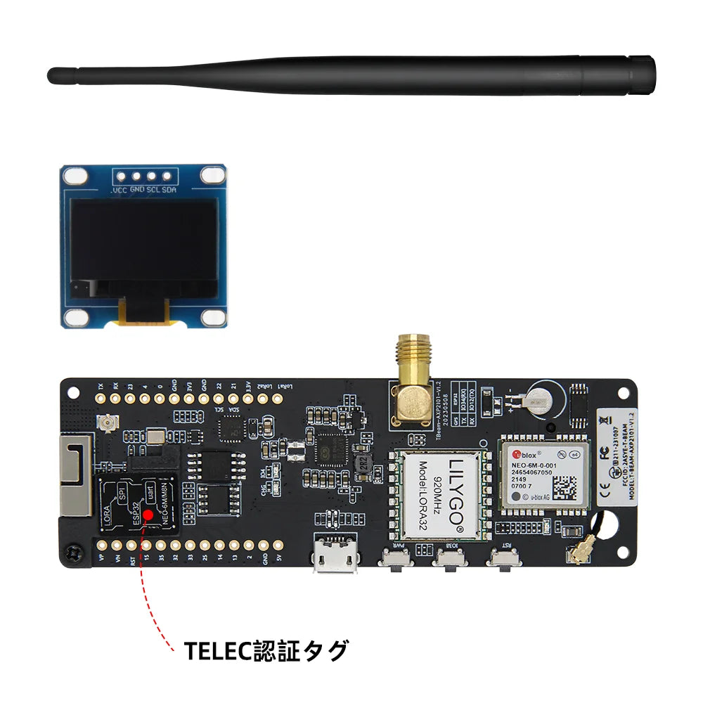 LILYGO® TTGO Meshtastic T-Beam V1.2 ESP32 LoRa 915MHz 433MHz 868MHz 923MHz WiFi BLE GPS Med 0,96 tum OLED 18650 batterihållare