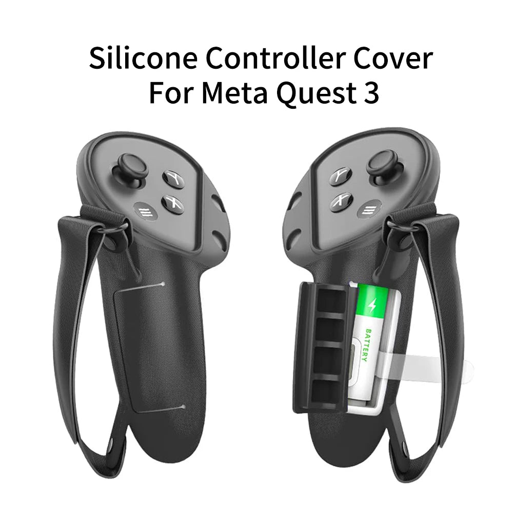 With Battery Replacement Opening Cover&Knuckle Strap Silicone Protective Controller Case Cover For Meta Quest 3/3S VR Accessory