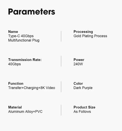 USB 4.0 PD 240W 8K 60Hz laddarkontakt för Macbook 40Gbps höghastighets USB C OTG U-form rak vinkel hane till hona-adapter