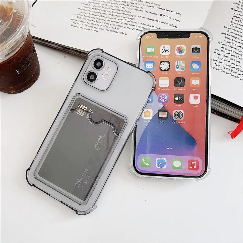 Card Bag Wallet Clear Phone Case For Xiaomi