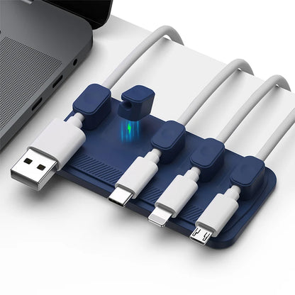 Data Wires Organizer Desktop Magnetic Cable Clip Protector Cord Winder Row Plug Self-Adhesive Fixed USB Charging Line Holder