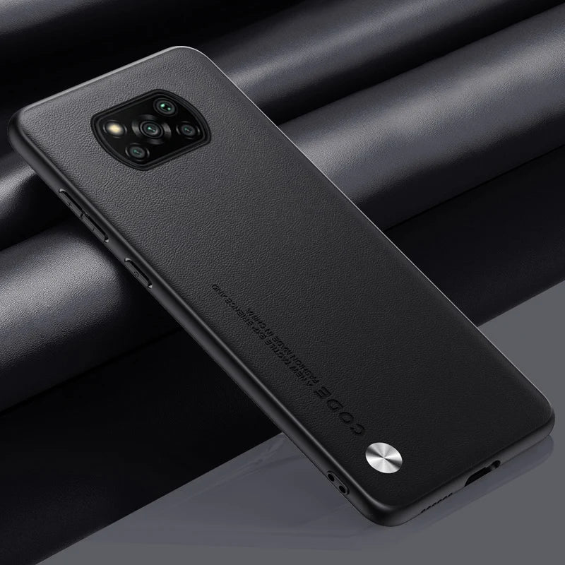 Luxury PU Leather Case for Xiaomi Poco X3 Pro, Matte Back Cover Silicone Protection for Poco X3 NFC, X3 Pro, Poco X3 Coque