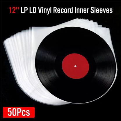 12 inch Vinyl Record Protecter LP Record Plastic Bags Anti-Static Record Sleeves Outer Inner Plastic Clear Cover Container 50PCS