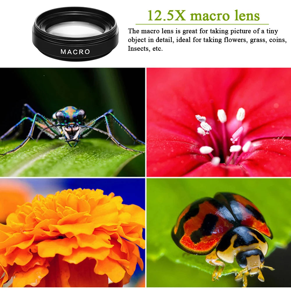 2 IN 1 Lens Universal Clip 37mm Mobile Phone Lens Professional 0.45X 49uv Super Wide-Angle + Macro HD Lens For iPhone Android