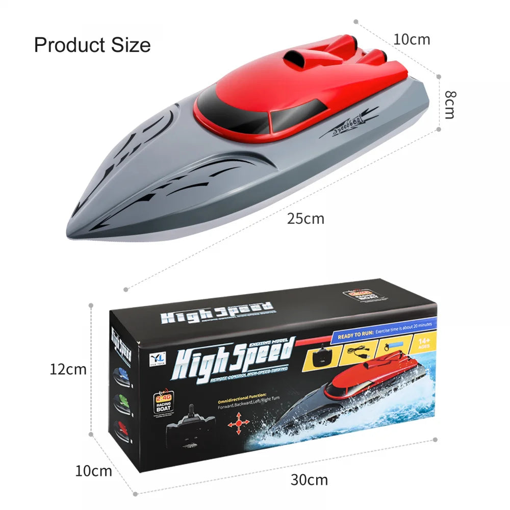 2.4GHz RC Boat Racing Dual Motor Remote Control Ship 20km/h Boats for Pools and Lakes Outdoor Kids Toys Birthday Gifts Boys Girls