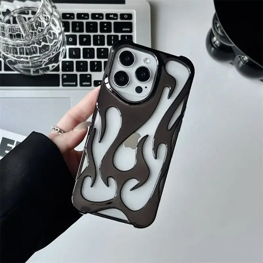 Nytt 3D Flame Pattern Hollow Slim Shockproof Case för iPhone