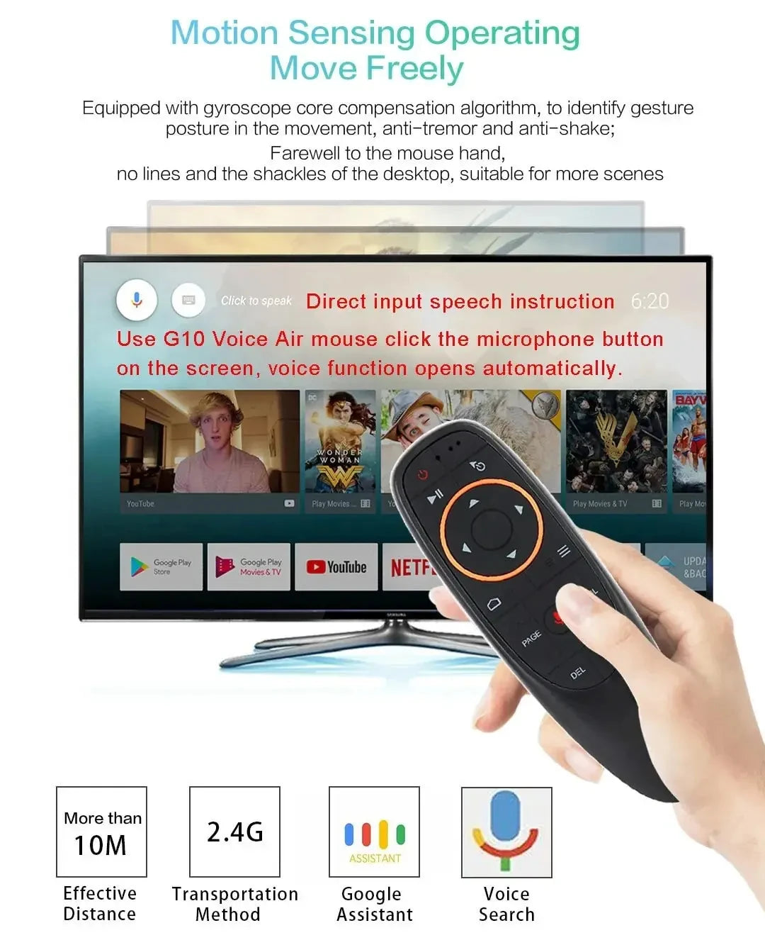 G10S Air Mouse Voice Remote Control 2.4G Wireless Gyroscope IR Learning for H96 MAX X88 PRO Android TV Box HK1