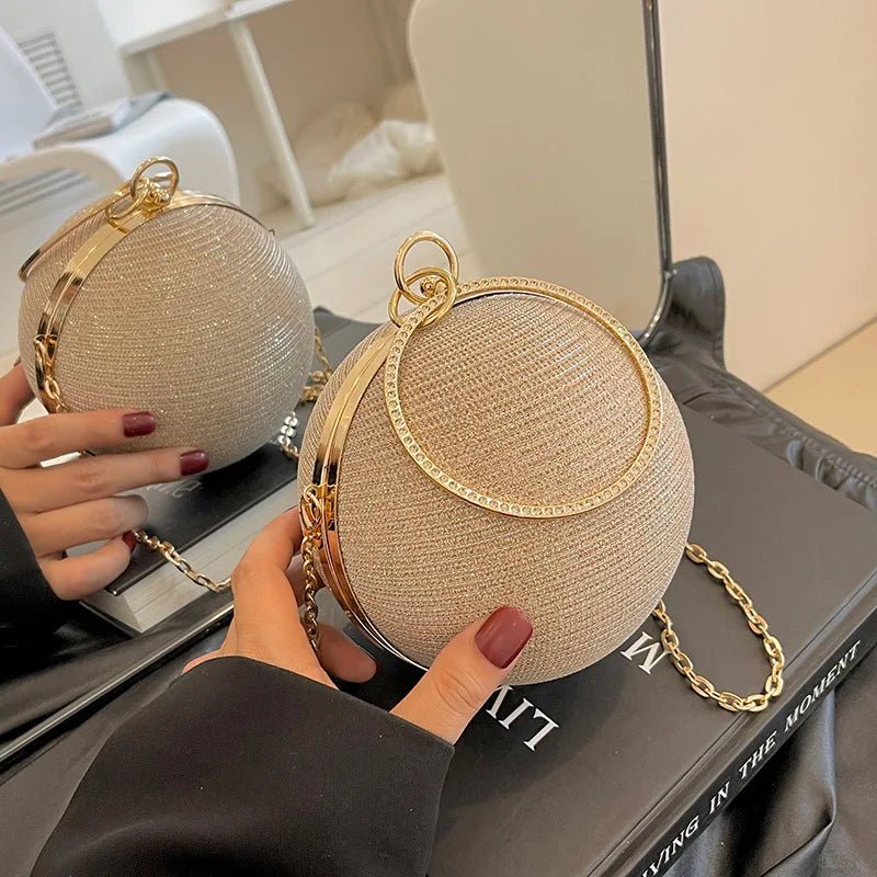 Circular Ring Portable Evening Bags Metal Sliver Round Ball Handbags For Lipstick Elegant Luxury Clutch Purse Wedding Wallets