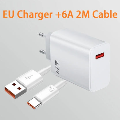 For Xiaomi 67W USB Fast Charger 6A Type C Cable Phone Power Adapter For Mi 12 11 POCO X5 X4 Pro Redmi Note9 10 11 Charging Line