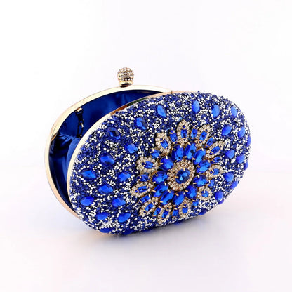 Flower Rhinestones Clutch: Evening Bag, Prom, Wedding Shoulder Handbag