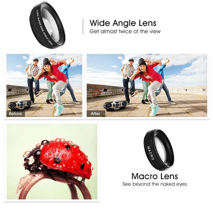 2 IN 1 Lens Universal Clip 37mm Mobile Phone Lens Professional 0.45X 49uv Super Wide-Angle + Macro HD Lens For iPhone Android