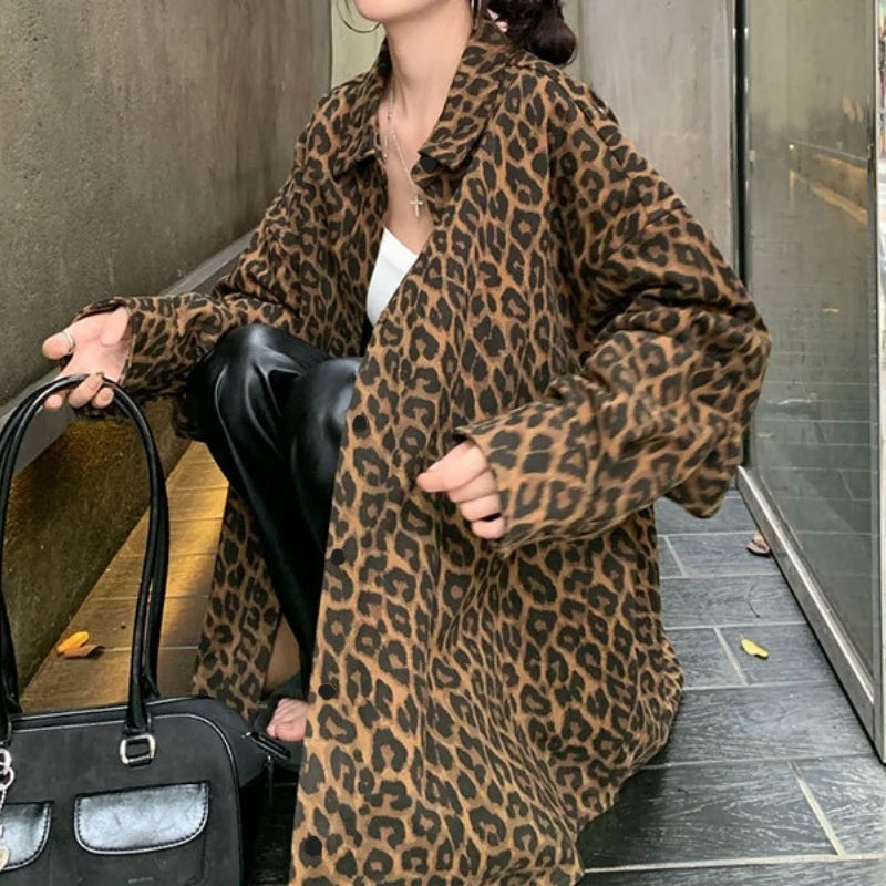 Chic Leopard Print Shirt Jacket Elegant and Casual