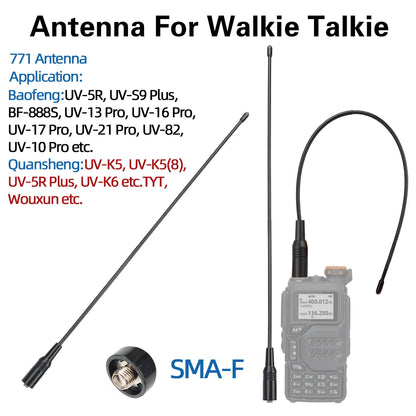 ABBREE AR 771 SMA honantenn Dual Band 144/430MHz för Baofeng UV 5R S9PLUS UV 13 21Pro Quansheng UV K5 Walkie Talkie NA771