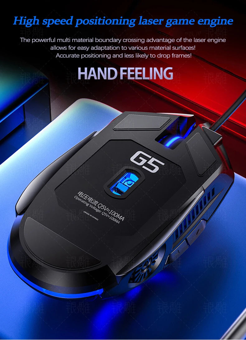 UTH G5 Six key 3200PDI wired illuminated gaming mouse, e-sports mechanical mute computer accessories