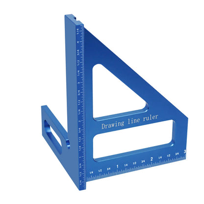 Carpenter Square -Träbearbetning fyrkantig gradskiva Aluminium geringstriangellinjal 3D multivinkel 45/90 graders layout Mätlinjal