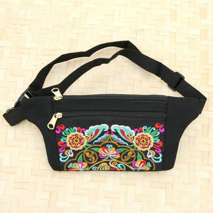 Ethnic Embroidered Bag: National Vintage Waist Packs, Women Shoulder Hip Bum Belt Bag