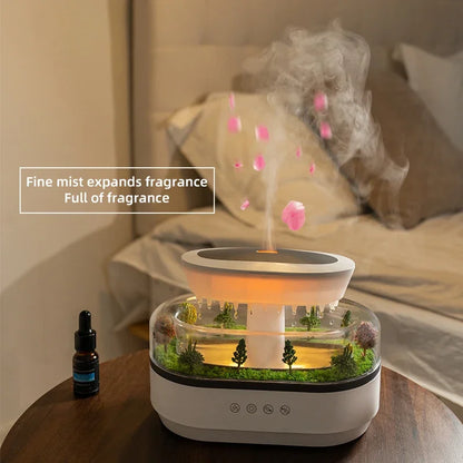 Micro Landscape Raindrop Aromatherapy Diffuser – Diffusor för eterisk olja med färgglad gradient omgivande ljus och dimma